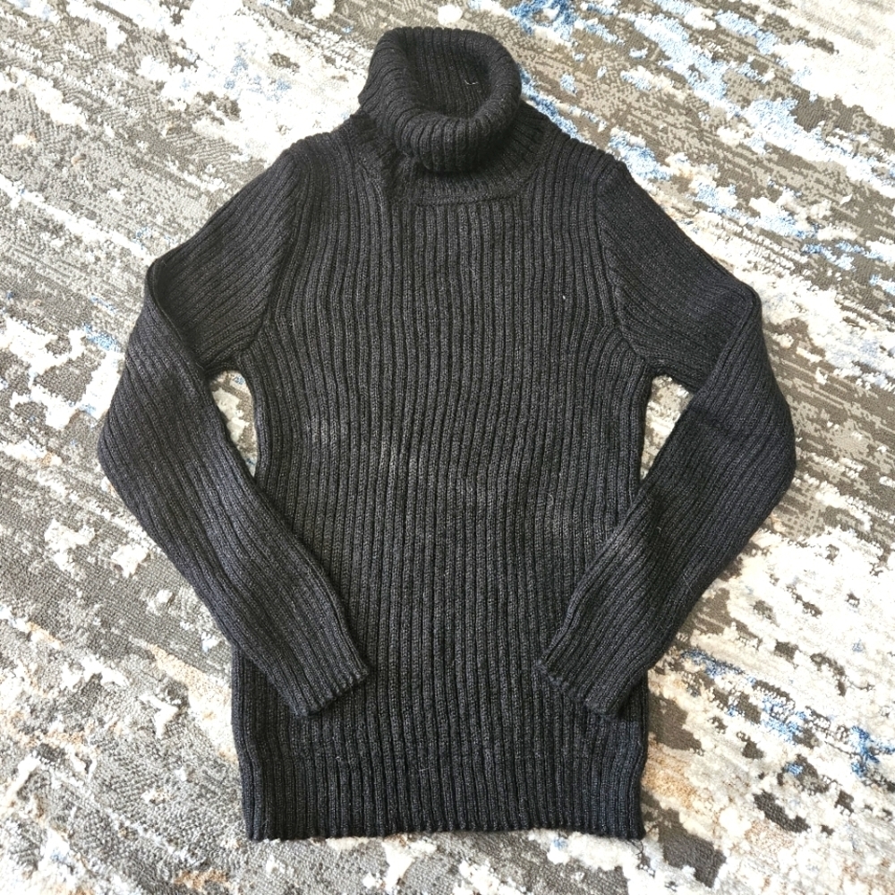Alpaca Warehouse alpaca yarn black ribbed turtleneck sweater